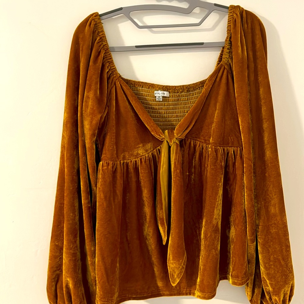 Golden and caramel color velvet top size medium